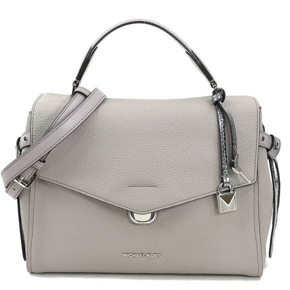 Auth Michael Kors Handbag Shoulder Bag Gray Leather/Silvertone - h30930a - Picture 1 of 15